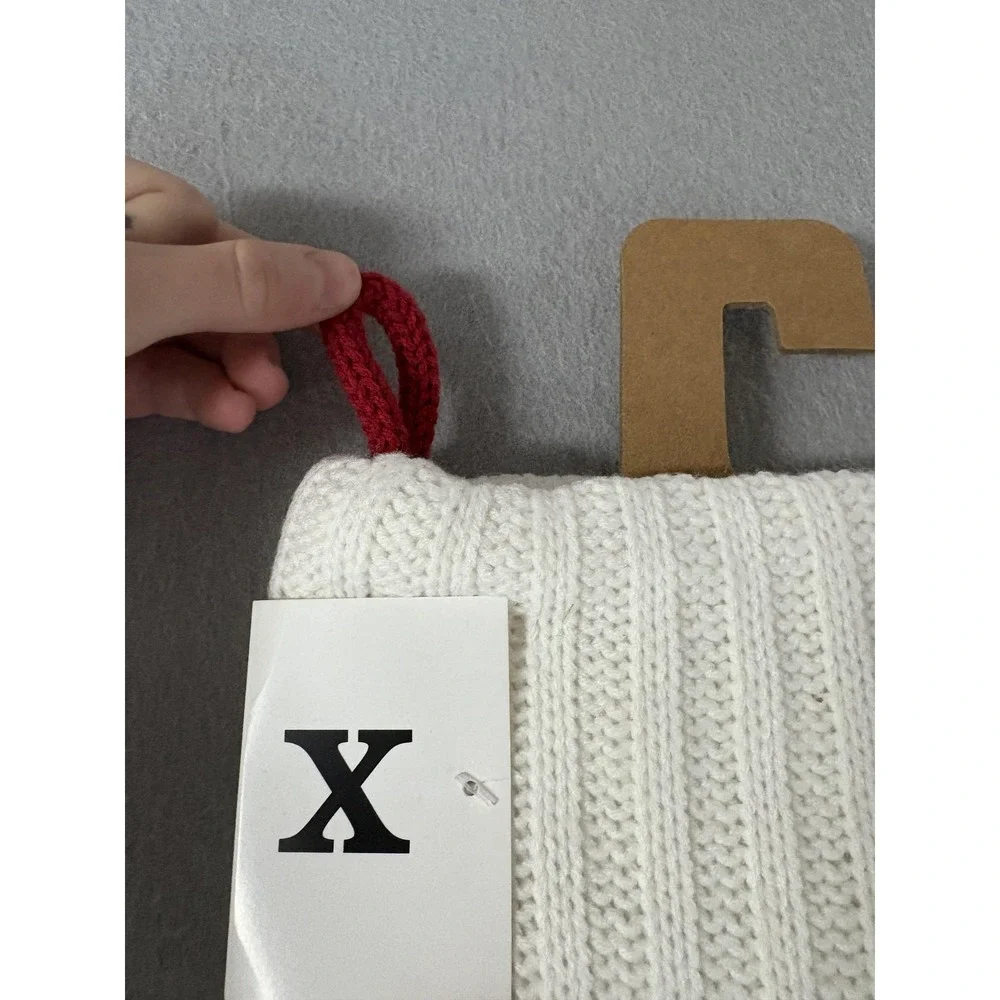 Wondershop Christmas Stocking‎ White Knit Monogram Initial X Red Loop Holiday